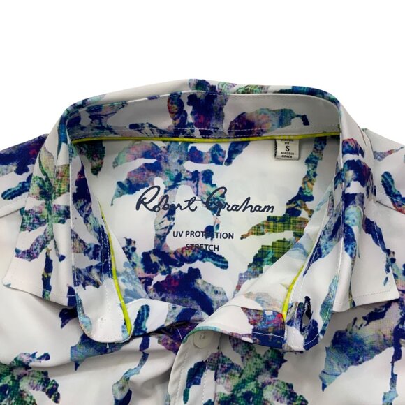 Robert Graham Mens Palms Performance Shirt S Short Sleeve UV Protection Tropical - Picture 3 of 12